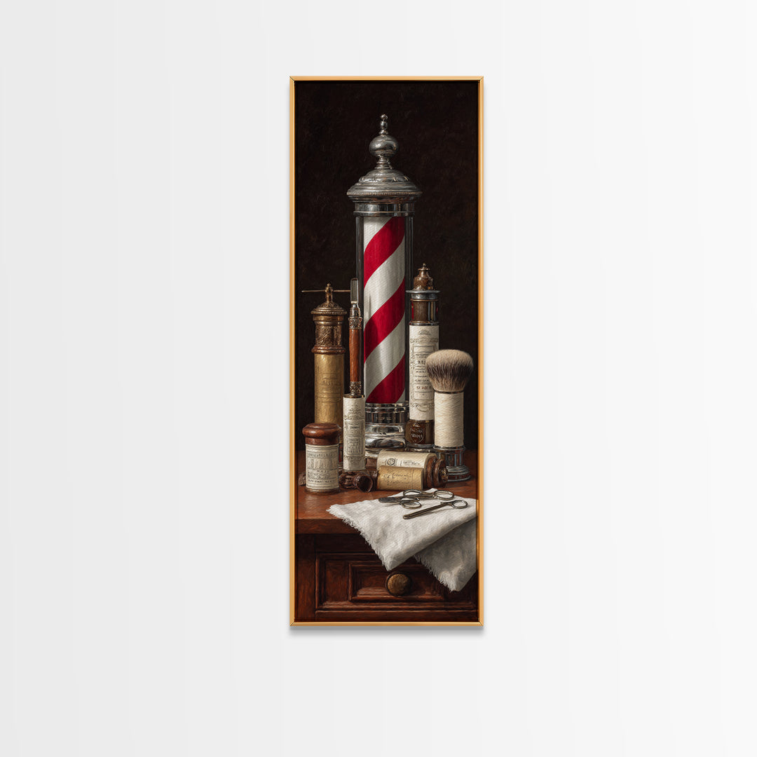 Beard Grooming Tools Drawn as Detailed Technical Canvas Print, Barbershop Art, Man Cave Decor, Barbershop Decor, Grooming, BAA-1x3-18