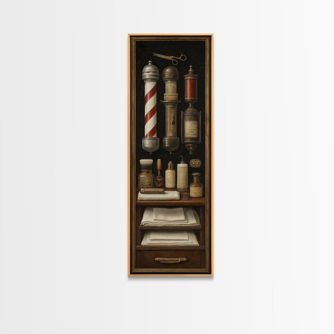 Classic Mustache Chart Illustrated Framed Canvas Print, Barbershop Art, Boho Decor, Barbershop Decor, Fine Art, Grooming, BAA-1x3-52