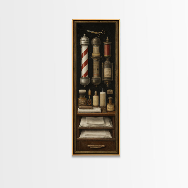 Classic Mustache Chart Illustrated Framed Canvas Print, Barbershop Art, Boho Decor, Barbershop Decor, Fine Art, Grooming, BAA-1x3-52