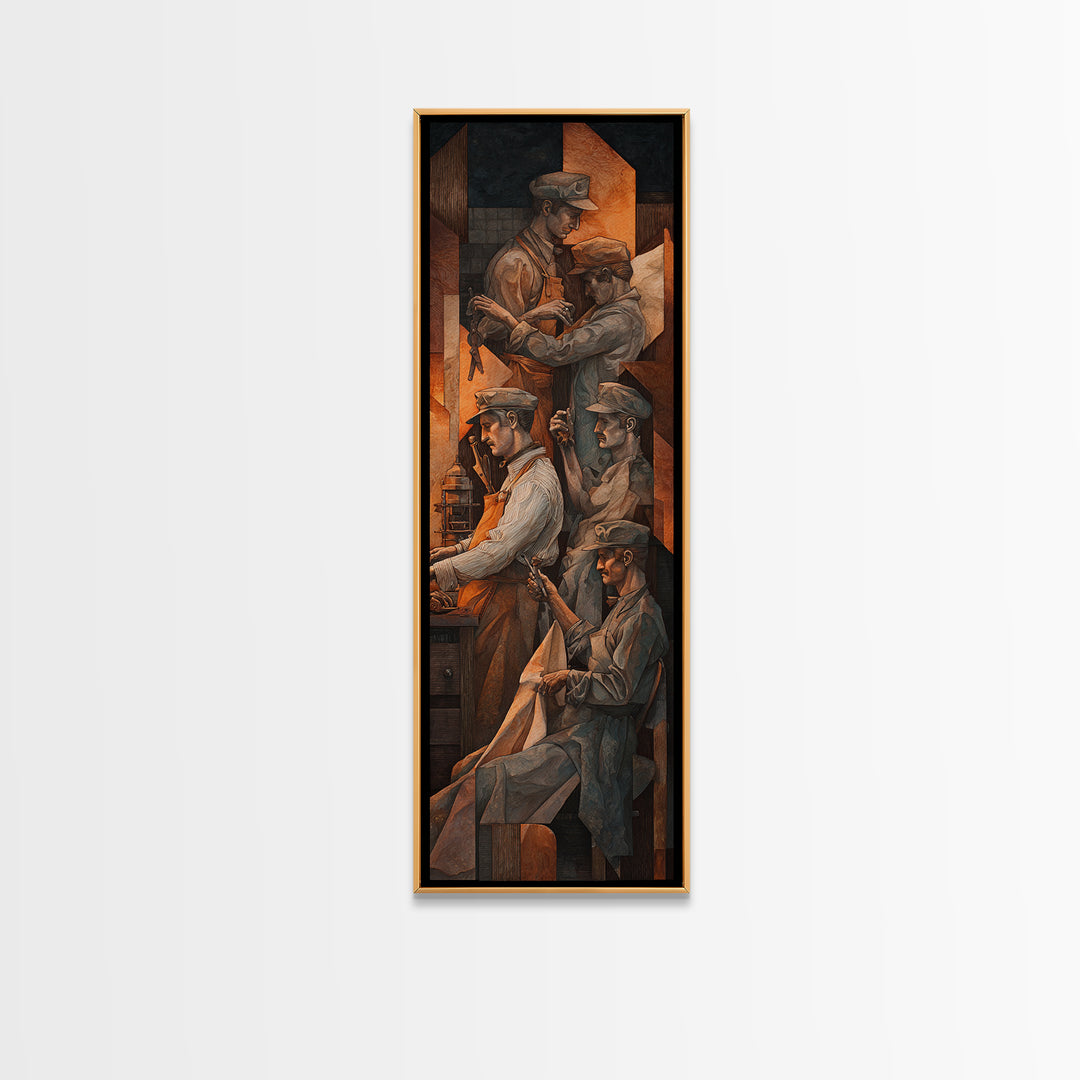 Barber Shop Quartet Musical Poster Without Interior Canvas Print, Barbershop Art, Oil Painting, Barbershop Decor, Grooming, BAA-1x3-81