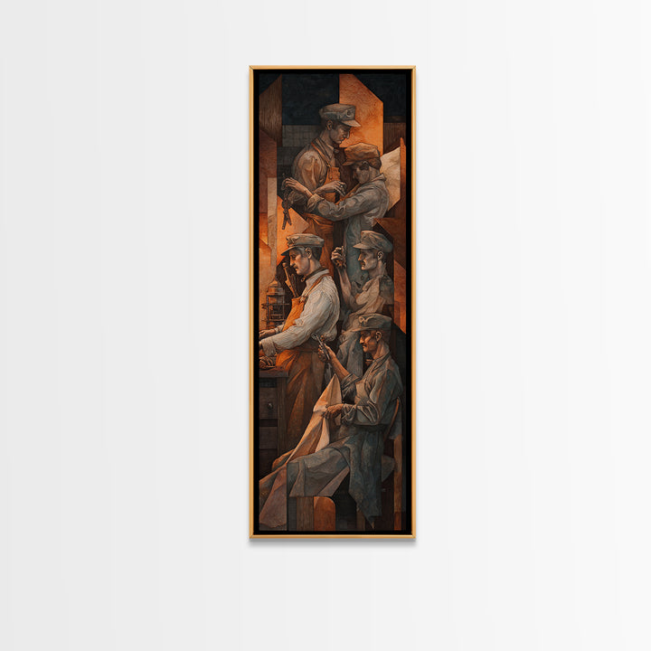 Barber Shop Quartet Musical Poster Without Interior Canvas Print, Barbershop Art, Oil Painting, Barbershop Decor, Grooming, BAA-1x3-81