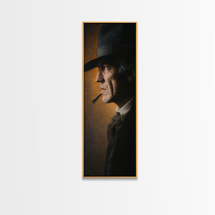 Moody Gentleman Portrait Canvas Print, Barbershop Art, Black Man Art, Barbershop Decor, Oil Painting, Grooming, BAA-1x3-94