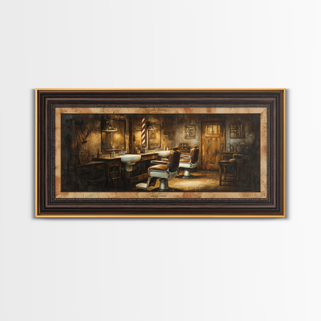 Retro Clipper Advertising Art Framed Canvas Print, Barbershop Art, Art Print, Barbershop Decor, Grooming, African American Art, BAA-2x1-43