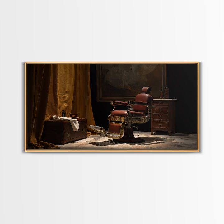 Barber Chair Silhouette Rendered as Iconic Graphic Canvas Print, Barbershop Art, Contemporary Art, Barbershop Decor, Grooming, BAA-2x1-7