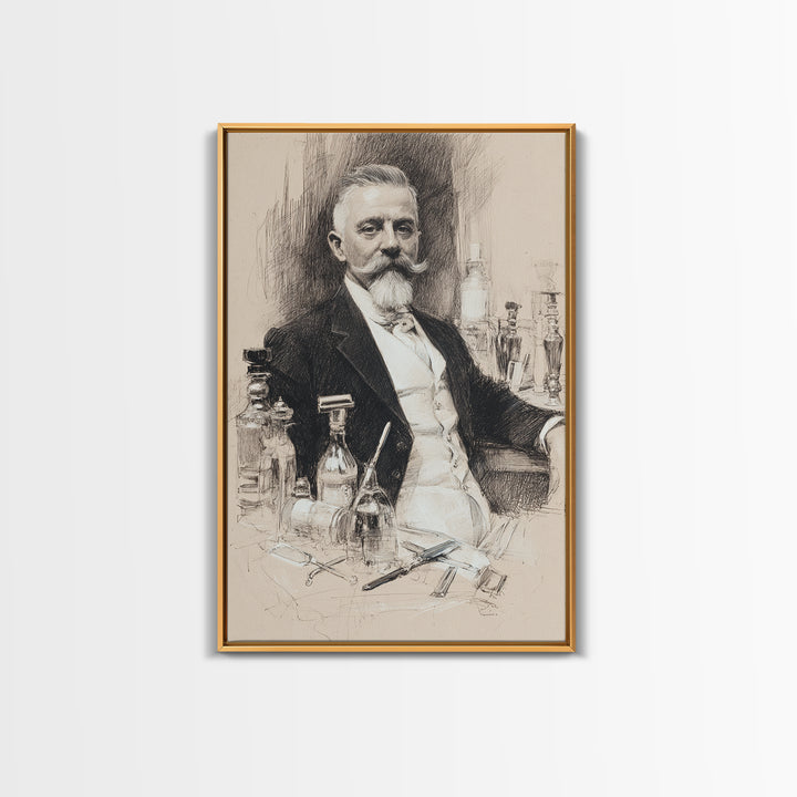 Black and White Portrait of a Sharply Framed Canvas Print, Barbershop Art, Home Decor, Barbershop Decor, Fine Art, Grooming, BAA-2x3-2