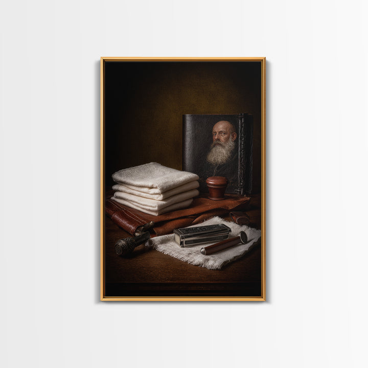 Black and White Portrait of a Sharply Framed Canvas Print, Barbershop Art, Home Decor, Barbershop Decor, Fine Art, Grooming, BAA-2x3-26