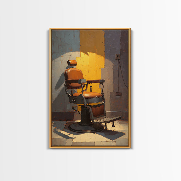 Barber Chair Silhouette Rendered as Iconic Graphic Canvas Print, Barbershop Art, Oil Painting, Barbershop Decor, Abstract Art, BAA-2x3-91