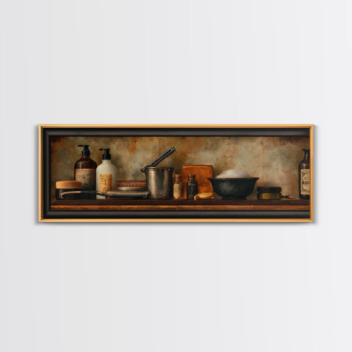 Retro Clipper Advertising Art Framed Canvas Print, Barbershop Art, Minimalist Art, Barbershop Decor, Fine Art, Grooming, BAA-3x1-15
