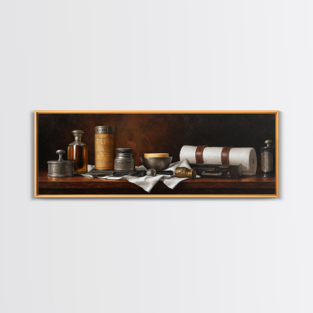 Classic Mustache Chart Illustrated Framed Canvas Print, Barbershop Art, Luxury Decor, Barbershop Decor, Fine Art, Grooming, BAA-3x1-56