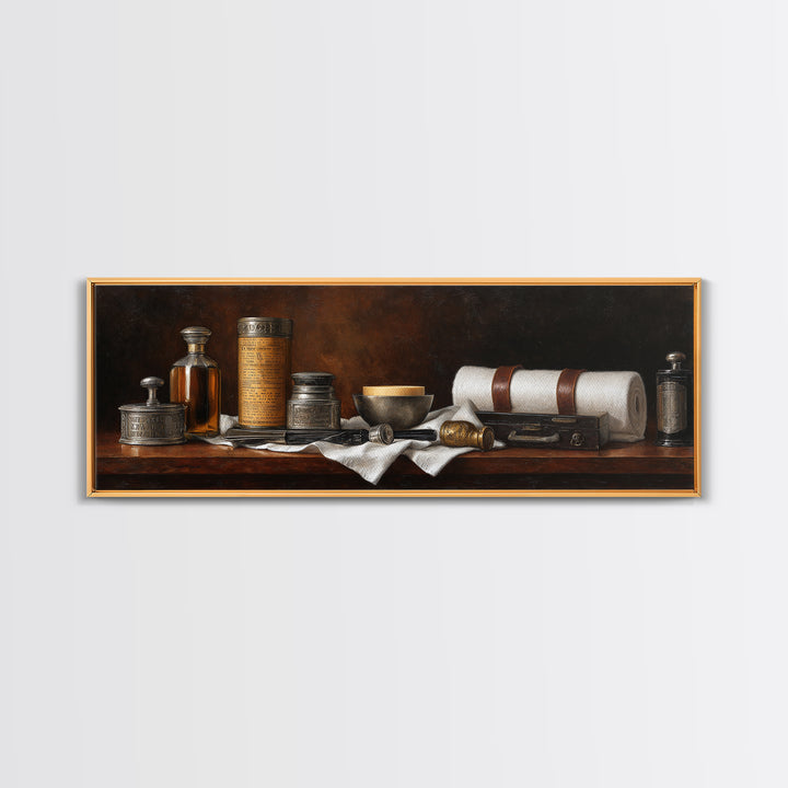 Classic Mustache Chart Illustrated Framed Canvas Print, Barbershop Art, Luxury Decor, Barbershop Decor, Fine Art, Grooming, BAA-3x1-56