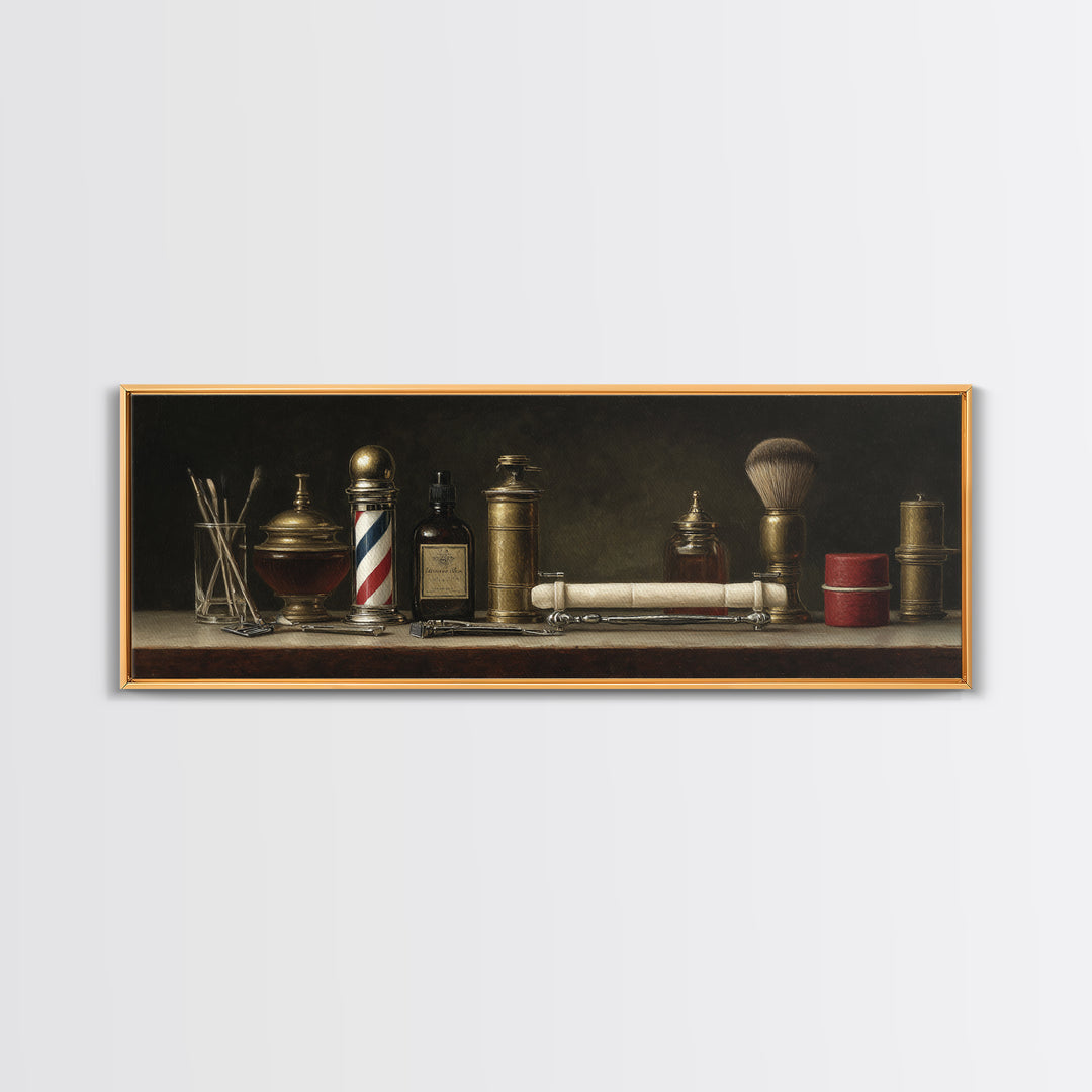 Classic Mustache Chart Illustrated Canvas Print, Barbershop Art, Wall Art, Barbershop Decor, Fine Art, Grooming, Black Wall Art, BAA-3x1-80