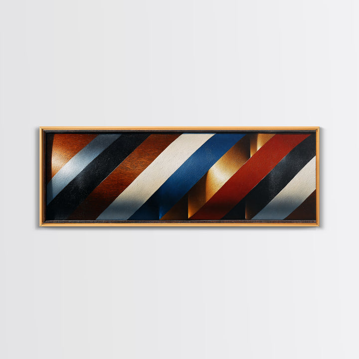 Red White and Blue Stripe Abstraction from Canvas Print, Barbershop Art, African American Art, Barbershop Decor, Grooming, BAA-3x1-81