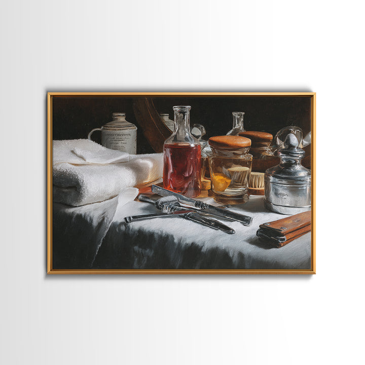 Hot Towel Shave Scene Cropped Close to Canvas Print, Barbershop Art, African American Art, Barbershop Decor, Grooming, BAA-3x2-65
