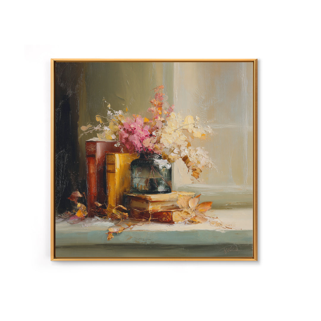 Warm Fireplace Still Life Canvas Print, Bed and Breakfast Art, Bedroom Wall Decor, Living Room Decor, Fine Art, BAB-1x1-18