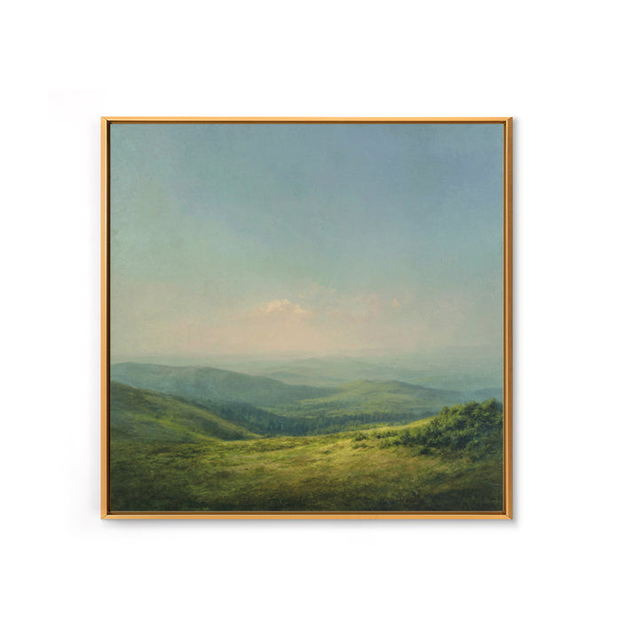 Classic Landscape with Rolling Green Hills Framed Canvas Print, Bed and Breakfast Art, Coffee Art, Living Room Decor, Fine Art, BAB-1x1-24