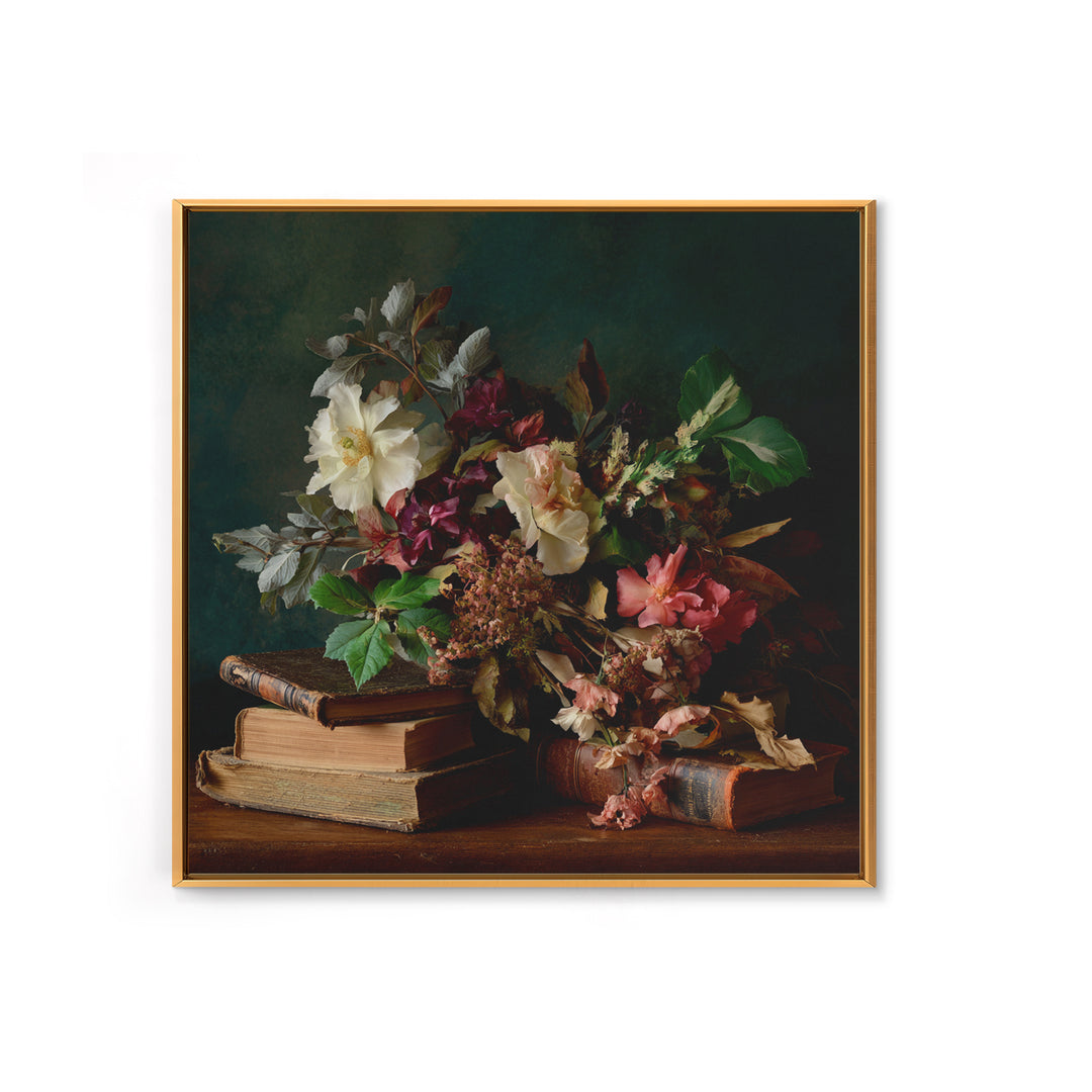 Warm Fireplace Still Life Framed Canvas Print, Bed and Breakfast Art, Bedroom Prints, Living Room Decor, Fine Art, BAB-1x1-66