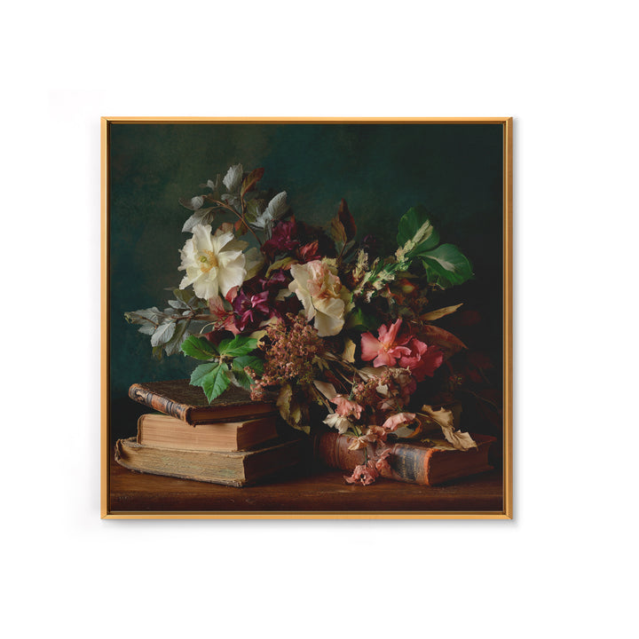 Warm Fireplace Still Life Framed Canvas Print, Bed and Breakfast Art, Bedroom Prints, Living Room Decor, Fine Art, BAB-1x1-66