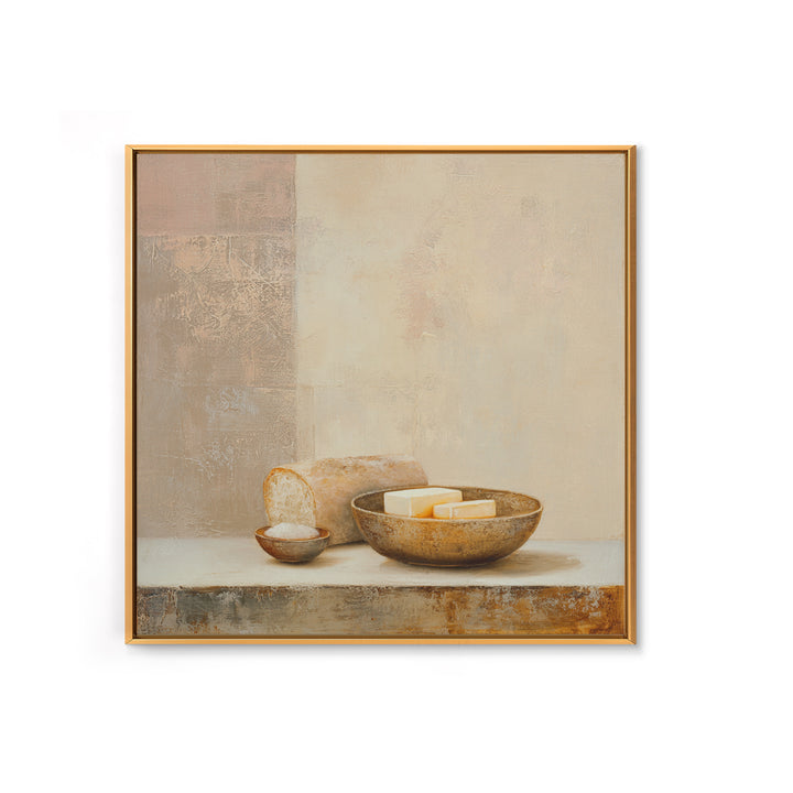 Freshly Baked Bread Framed Canvas Print, Bed and Breakfast Art, Above Bed Decor, Living Room Decor, Fine Art, BAB-1x1-68