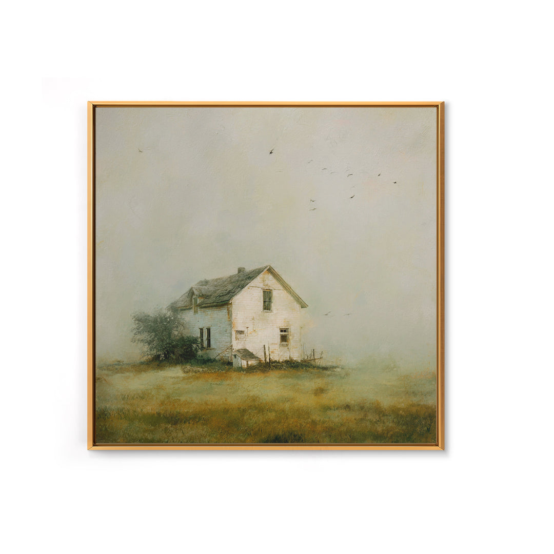 Old Farmhouse Landscape Framed Canvas Print, Bed and Breakfast Art, Boho Decor, Living Room Decor, Fine Art, BAB-1x1-79