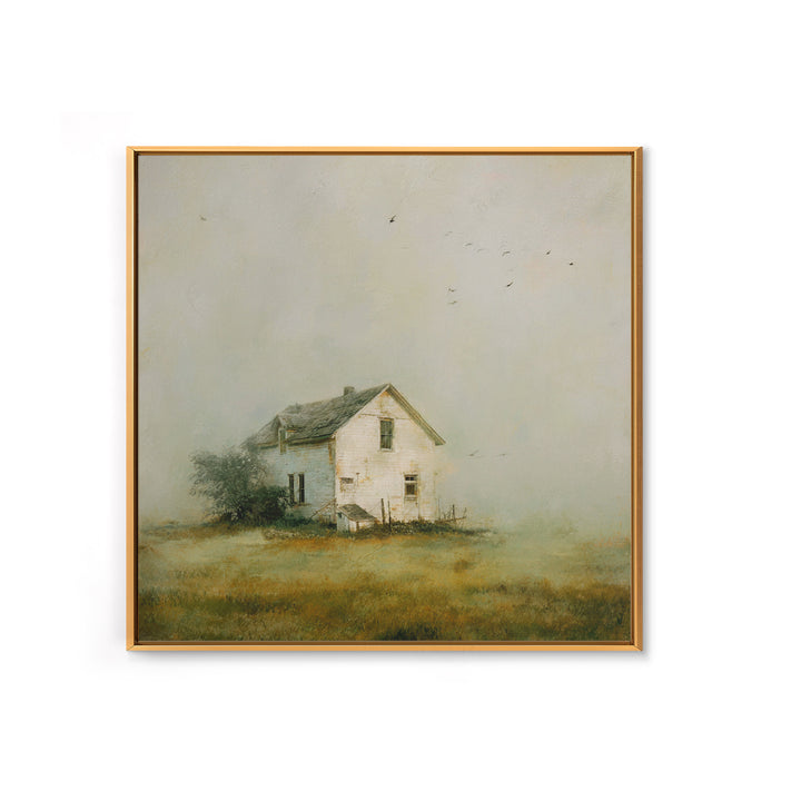 Old Farmhouse Landscape Framed Canvas Print, Bed and Breakfast Art, Boho Decor, Living Room Decor, Fine Art, BAB-1x1-79