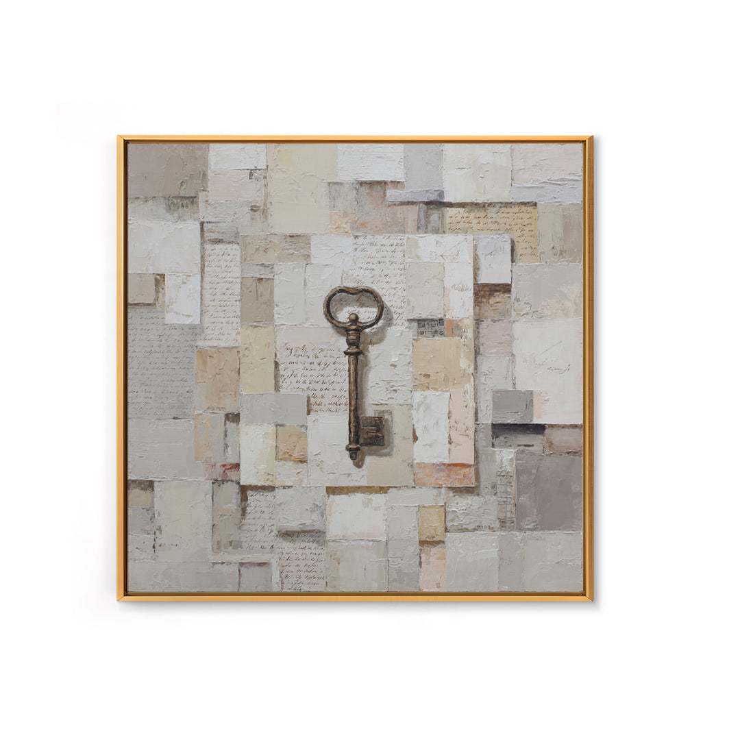Antique Key and Handwritten Letter Arrangement Without Canvas Print, Bed and Breakfast Art, Wall Decor, Living Room Decor, BAB-1x1-81