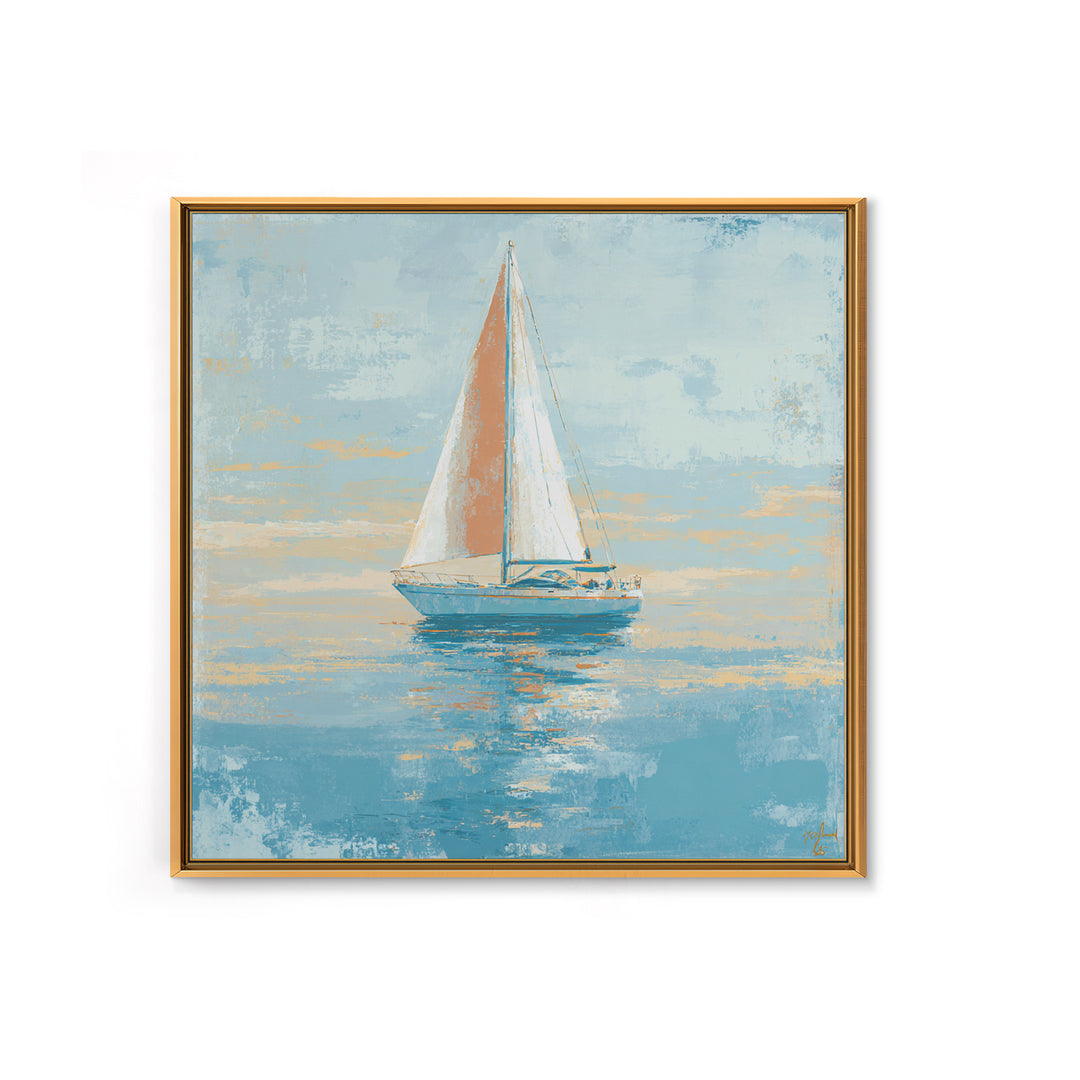 Coastal Inn Sailboat at Sunrise Canvas Print, Bed and Breakfast Art, Contemporary Art, Living Room Decor, Fine Art, BAB-1x1-89