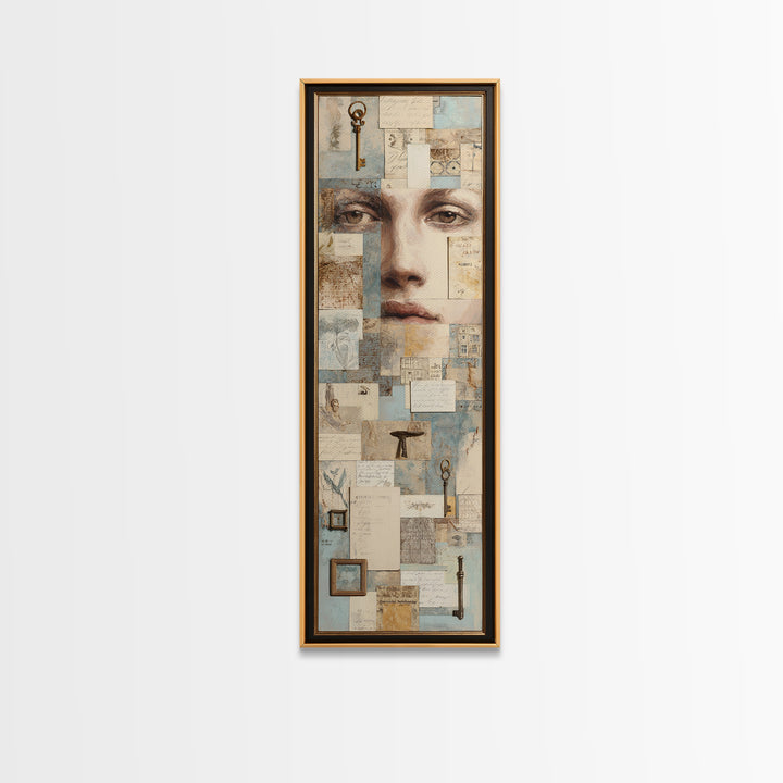 Antique Key and Handwritten Letter Arrangement Without Canvas Print, Bed and Breakfast Art, Luxury Decor, Living Room Decor, BAB-1x3-21