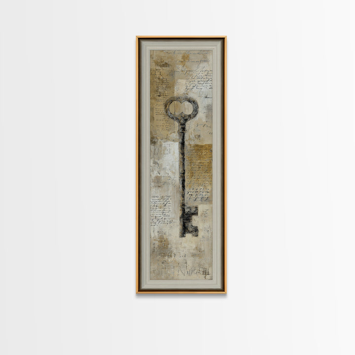 Antique Key and Handwritten Letter Arrangement Without Canvas Print, Bed and Breakfast Art, Wall Art, Living Room Decor, BAB-1x3-45