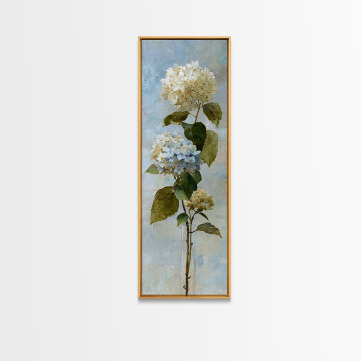 Sunlit Hydrangeas on a Windowsill Framed Canvas Print, Bed and Breakfast Art, Modern Decor, Living Room Decor, Fine Art, BAB-1x3-46