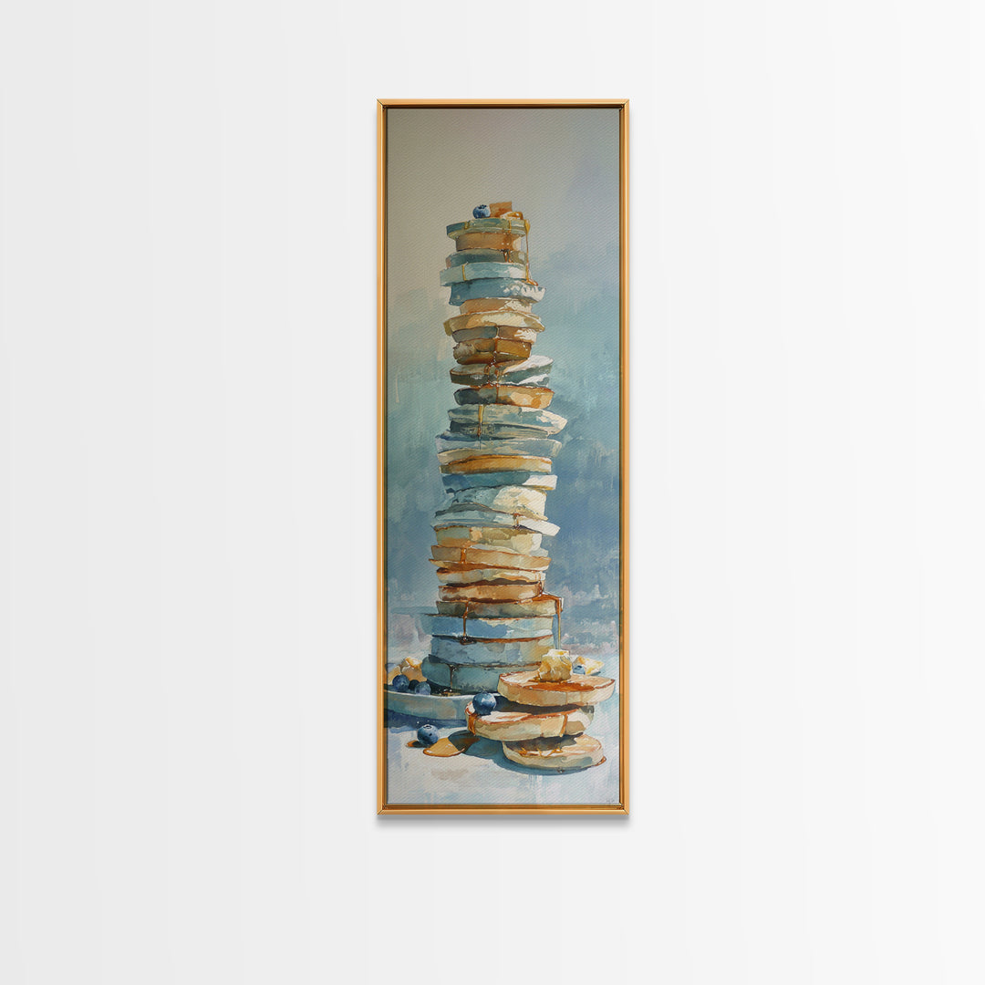 Blueberry Pancakes Still Life Canvas Print, Bed and Breakfast Art, Bedroom Wall Art, Living Room Decor, Fine Art, BAB-1x3-68