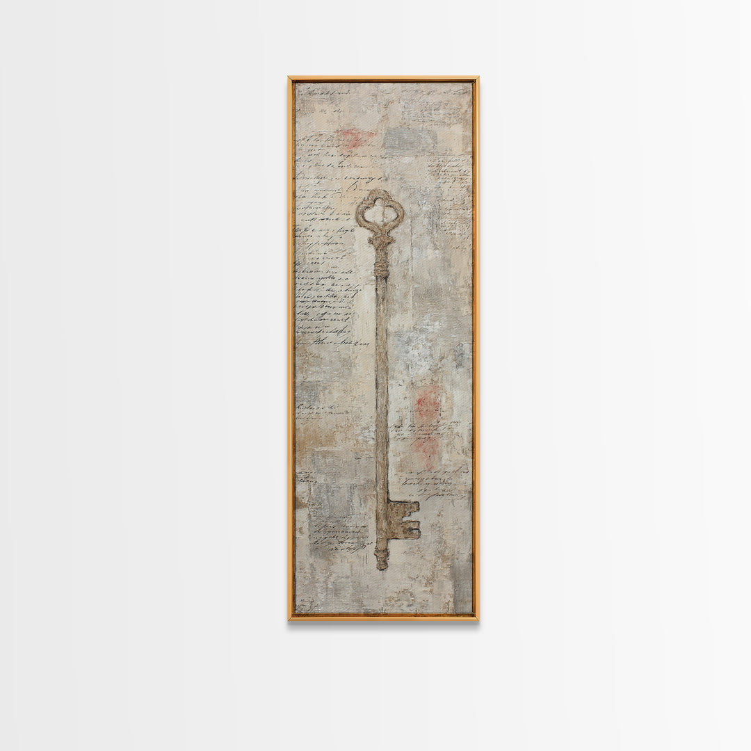 Antique Key and Handwritten Letter Arrangement Without Canvas Print, Bed and Breakfast Art, Wall Art, Living Room Decor, BAB-1x3-69