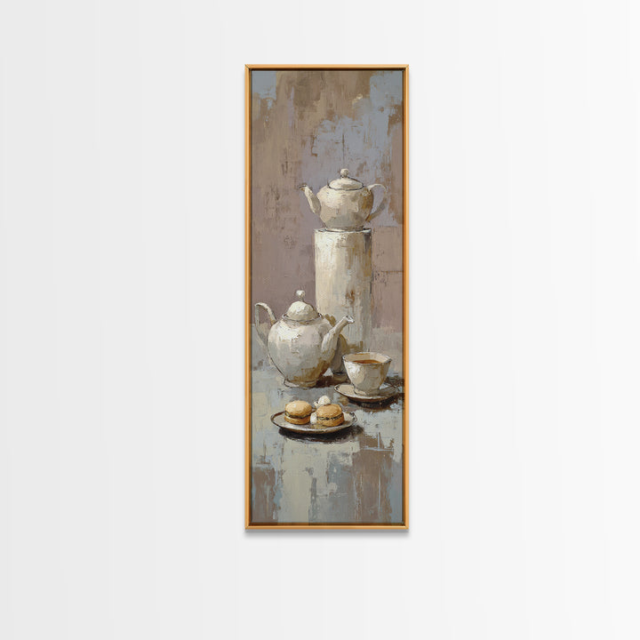 Porcelain Teapot and Scones Canvas Print, Bed and Breakfast Art, Bedroom Wall Decor, Living Room Decor, Fine Art, BAB-1x3-72