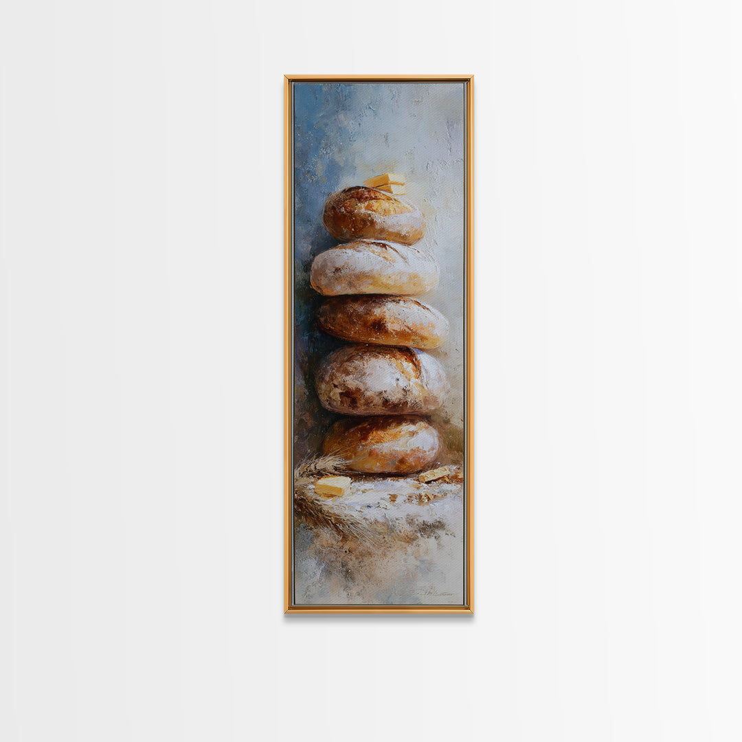 Freshly Baked Bread Framed Canvas Print, Bed and Breakfast Art, Contemporary Art, Living Room Decor, Fine Art, BAB-1x3-8
