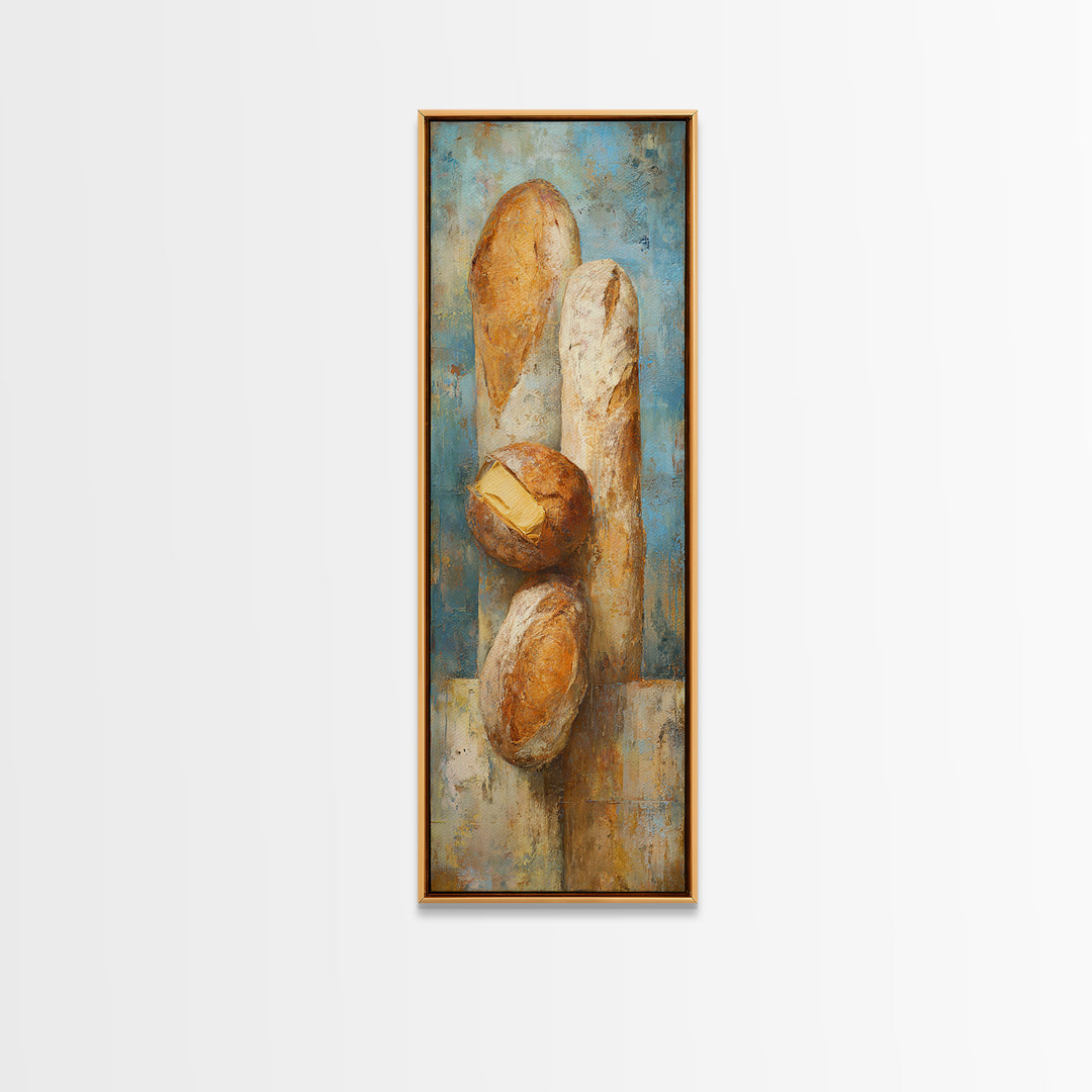Freshly Baked Bread Framed Canvas Print, Bed and Breakfast Art, Above Bed Decor, Living Room Decor, Fine Art, BAB-1x3-80