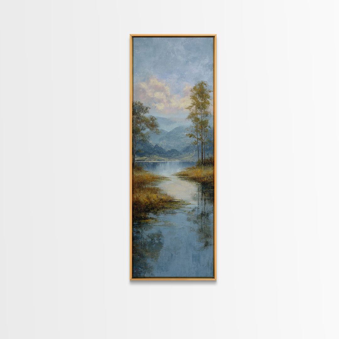 Quiet Lake Dock at Early Morning Canvas Print, Bed and Breakfast Art, Boho Decor, Living Room Decor, Fine Art, BAB-1x3-82