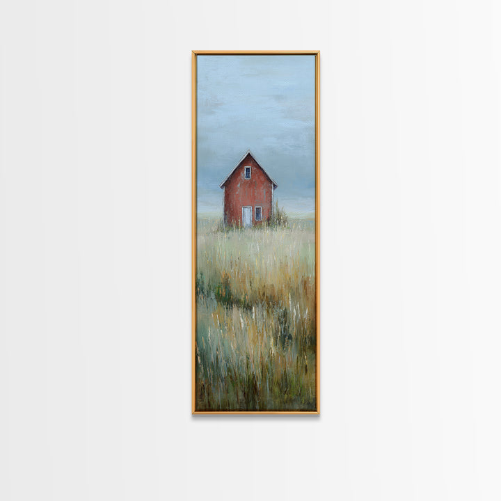 Old Farmhouse Landscape Framed Canvas Print, Bed and Breakfast Art, Boho Decor, Living Room Decor, Fine Art, BAB-1x3-91