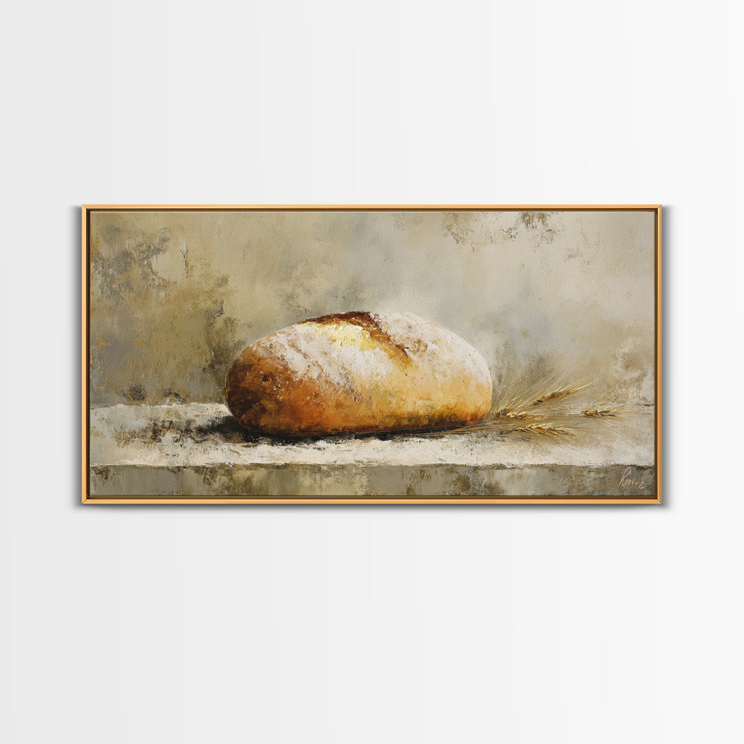 Freshly Baked Bread Framed Canvas Print, Bed and Breakfast Art, Fine Art Print, Living Room Decor, Fine Art, BAB-2x1-16