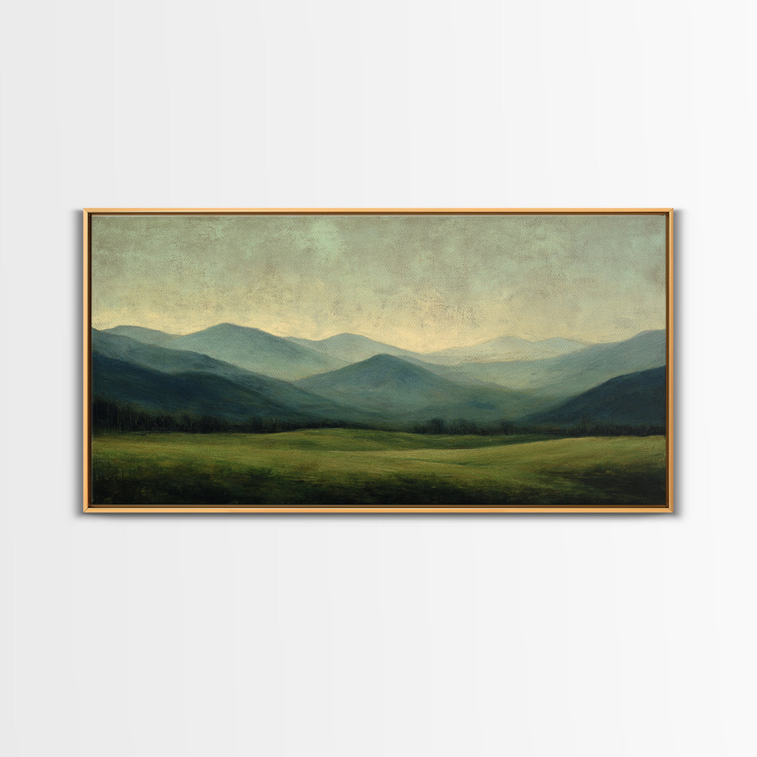 Classic Landscape with Rolling Green Hills Canvas Print, Bed and Breakfast Art, Statement Artwork, Living Room Decor, BAB-2x1-20