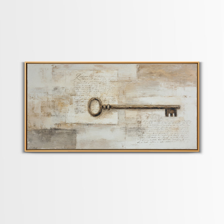 Antique Key and Handwritten Letter Arrangement Without Canvas Print, Bed and Breakfast Art, Farmhouse Decor, Living Room Decor, BAB-2x1-53