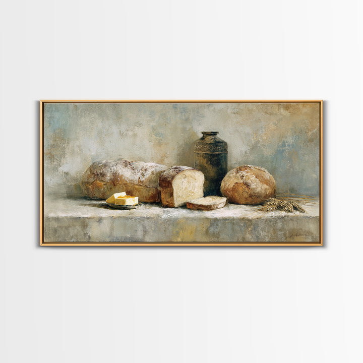 Freshly Baked Bread Canvas Print, Bed and Breakfast Art, Printable, Living Room Decor, Fine Art, Bedroom Wall Decor, BAB-2x1-64