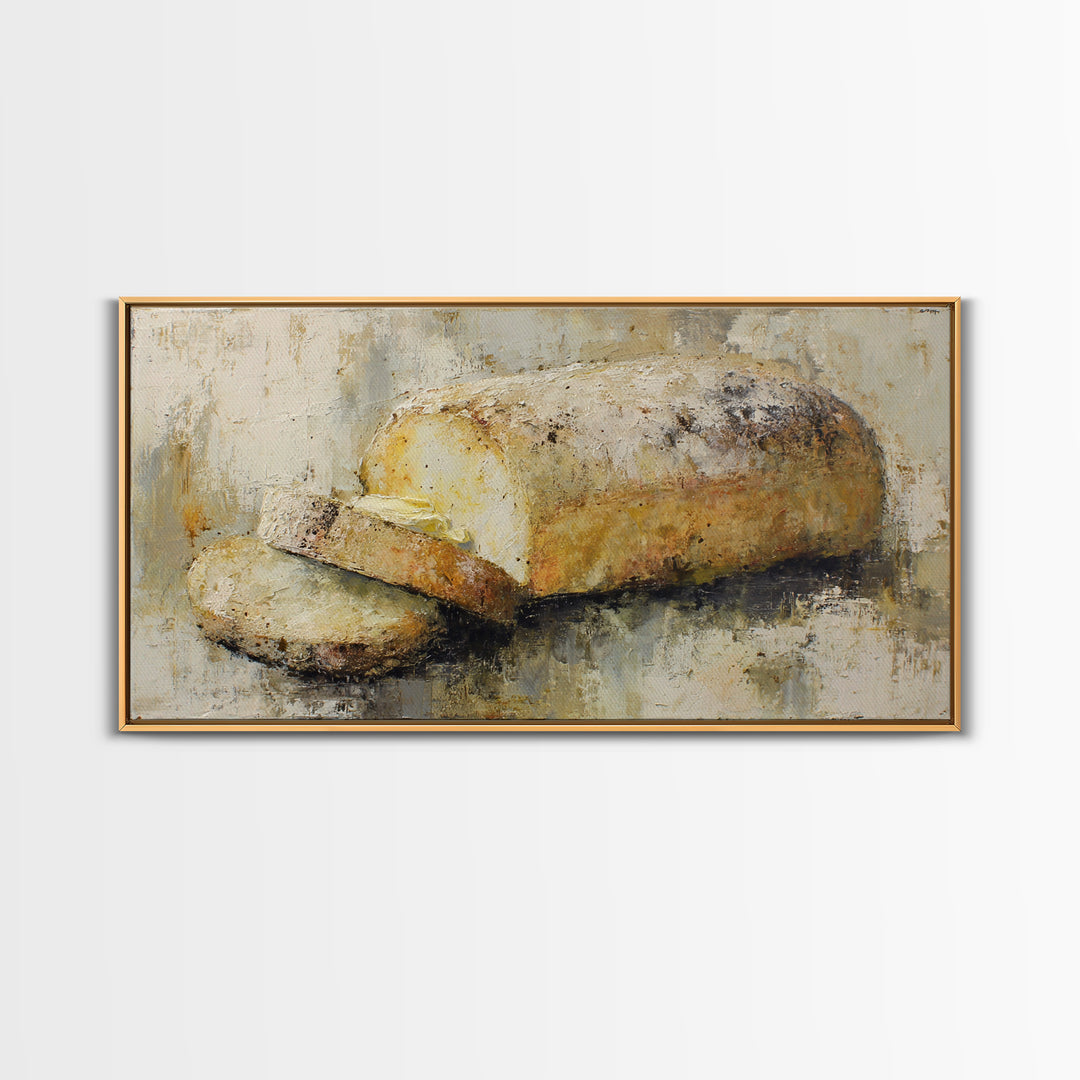 Freshly Baked Bread Framed Canvas Print, Bed and Breakfast Art, Printable Art, Living Room Decor, Fine Art, Bedroom Prints, BAB-2x1-88