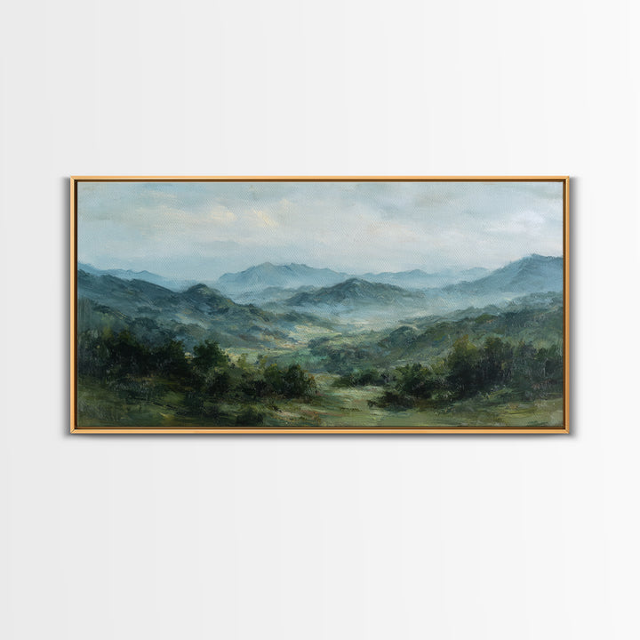 Classic Landscape with Rolling Green Hills Canvas Print, Bed and Breakfast Art, Farmhouse Decor, Living Room Decor, BAB-2x1-92