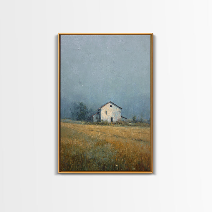 Old Farmhouse Landscape Canvas Print, Bed and Breakfast Art, Minimalist Decor, Living Room Decor, Oil Painting, BAB-2x3-15
