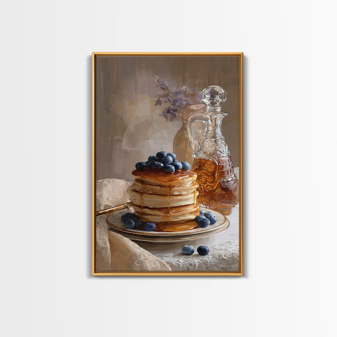 Blueberry Pancakes Still Life Canvas Print, Bed and Breakfast Art, Gallery Decor, Living Room Decor, Fine Art, BAB-2x3-16