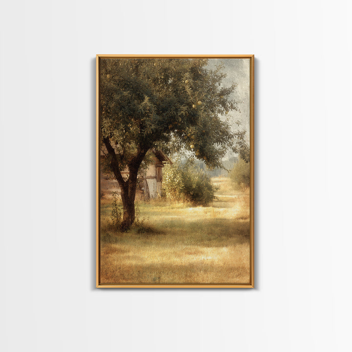 Apple Orchard Scene Framed Canvas Print, Bed and Breakfast Art, Digital Art, Living Room Decor, Oil Painting, BAB-2x3-21