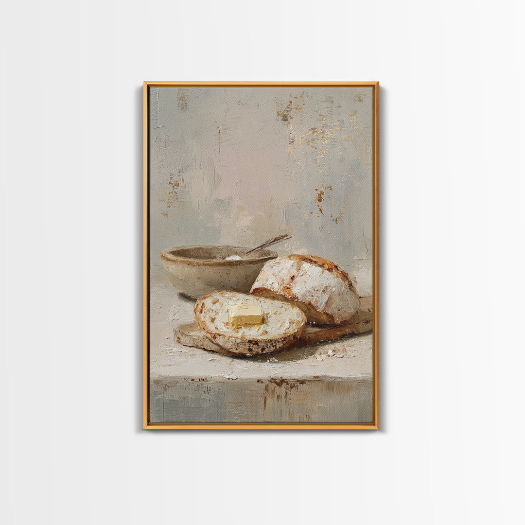 Freshly Baked Bread Framed Canvas Print, Bed and Breakfast Art, Above Bed Decor, Living Room Decor, Fine Art, BAB-2x3-28