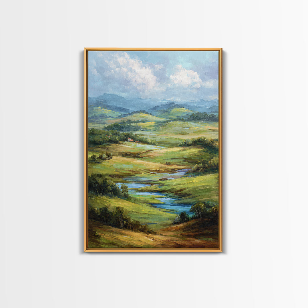 Classic Landscape with Rolling Green Hills Canvas Print, Bed and Breakfast Art, Statement Artwork, Living Room Decor, BAB-2x3-32