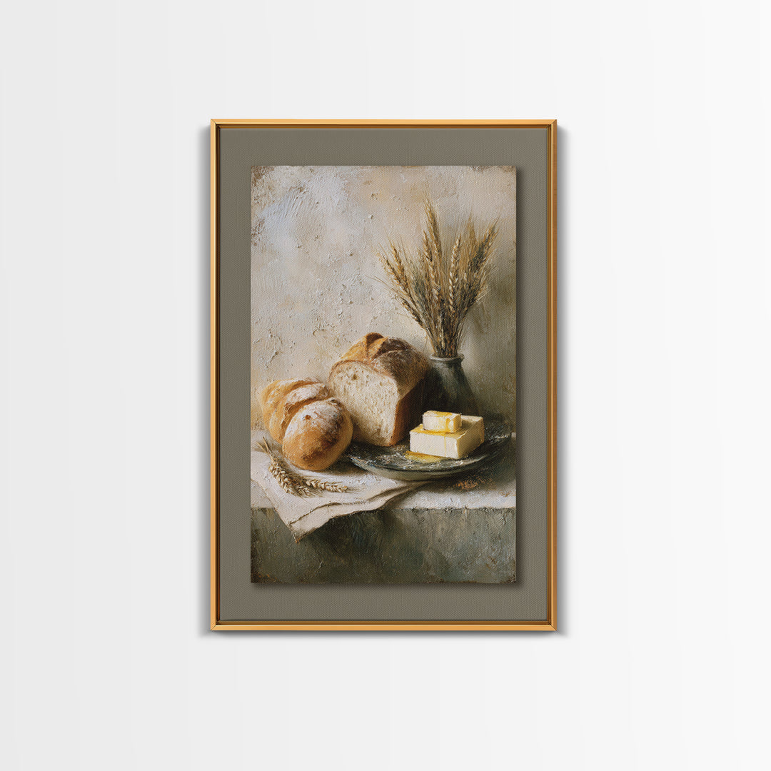 Freshly Baked Bread Framed Canvas Print, Bed and Breakfast Art, Contemporary Art, Living Room Decor, Fine Art, BAB-2x3-4