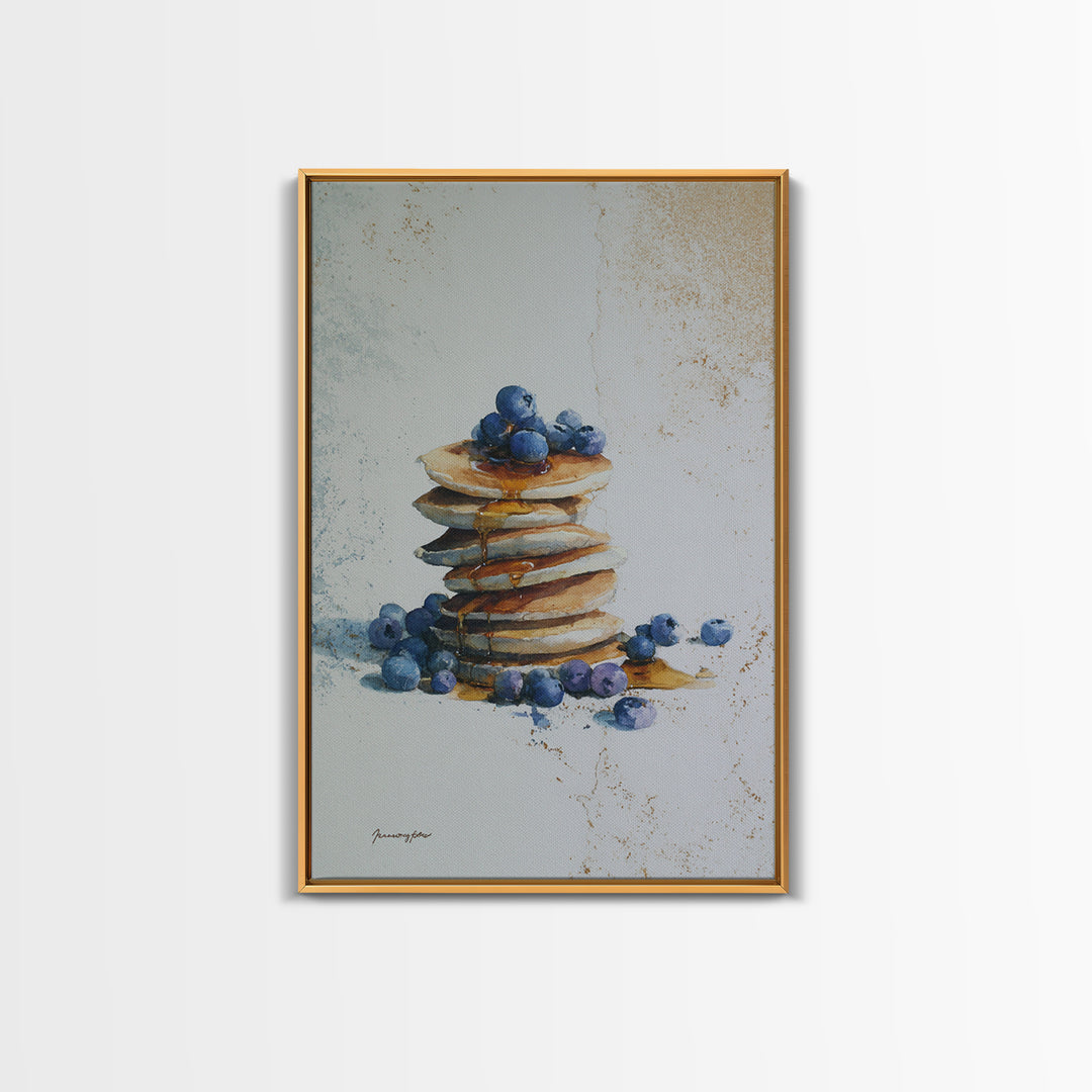 Blueberry Pancakes Still Life Canvas Print, Bed and Breakfast Art, Contemporary Art, Living Room Decor, Fine Art, BAB-2x3-40