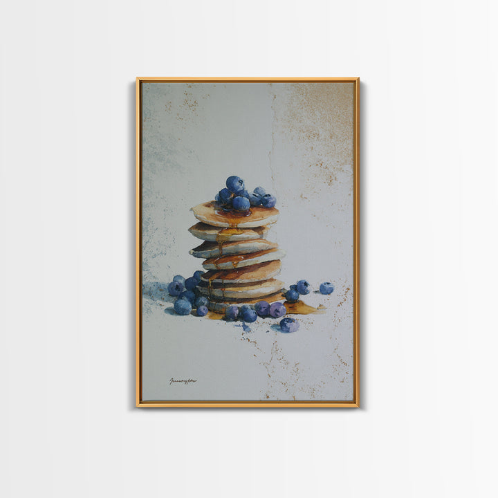 Blueberry Pancakes Still Life Canvas Print, Bed and Breakfast Art, Contemporary Art, Living Room Decor, Fine Art, BAB-2x3-40